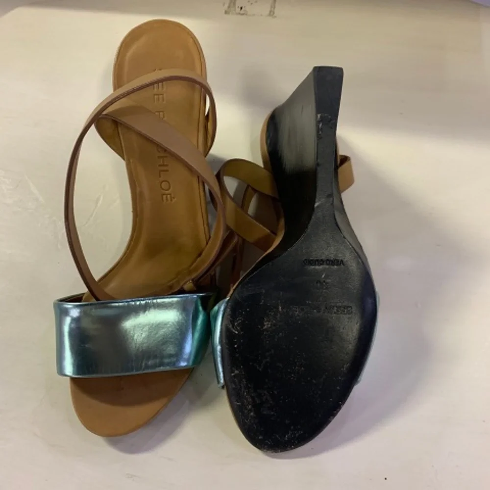 See by Chloe Leather Sandal Wedge, Size 10
